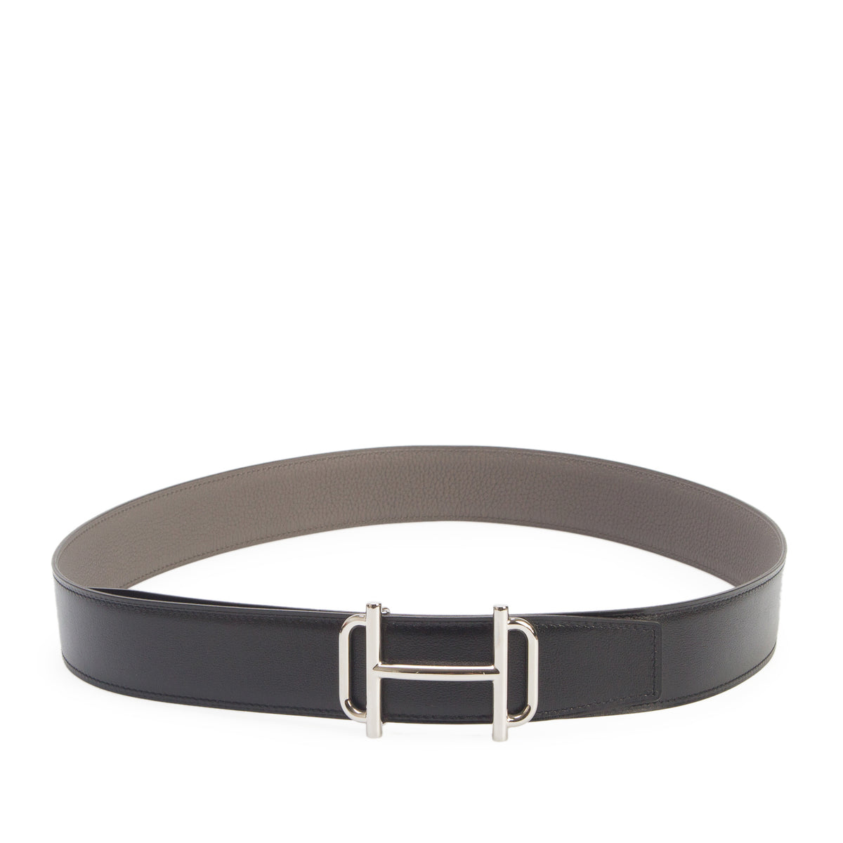 Hermes  Noir/Grey Box/Togo Reversible Leather 38 MM Royal Buckle Belt Kit, Size 100 w/ Box