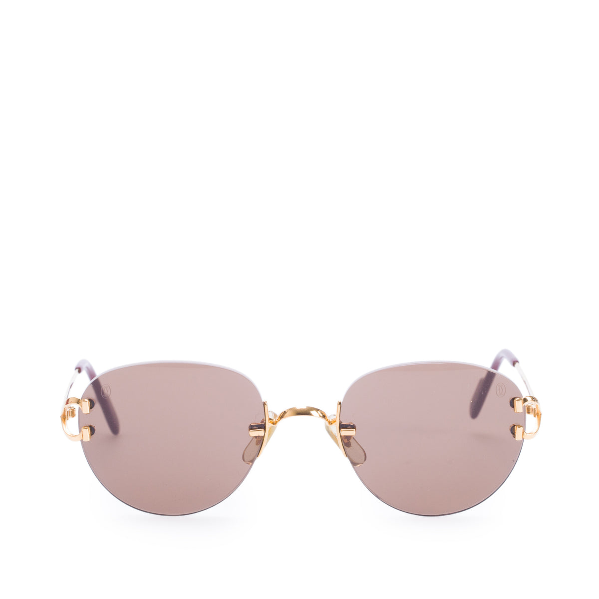 Cartier Rimless Round Classic C Motif Sunglasses w/ Box & Case