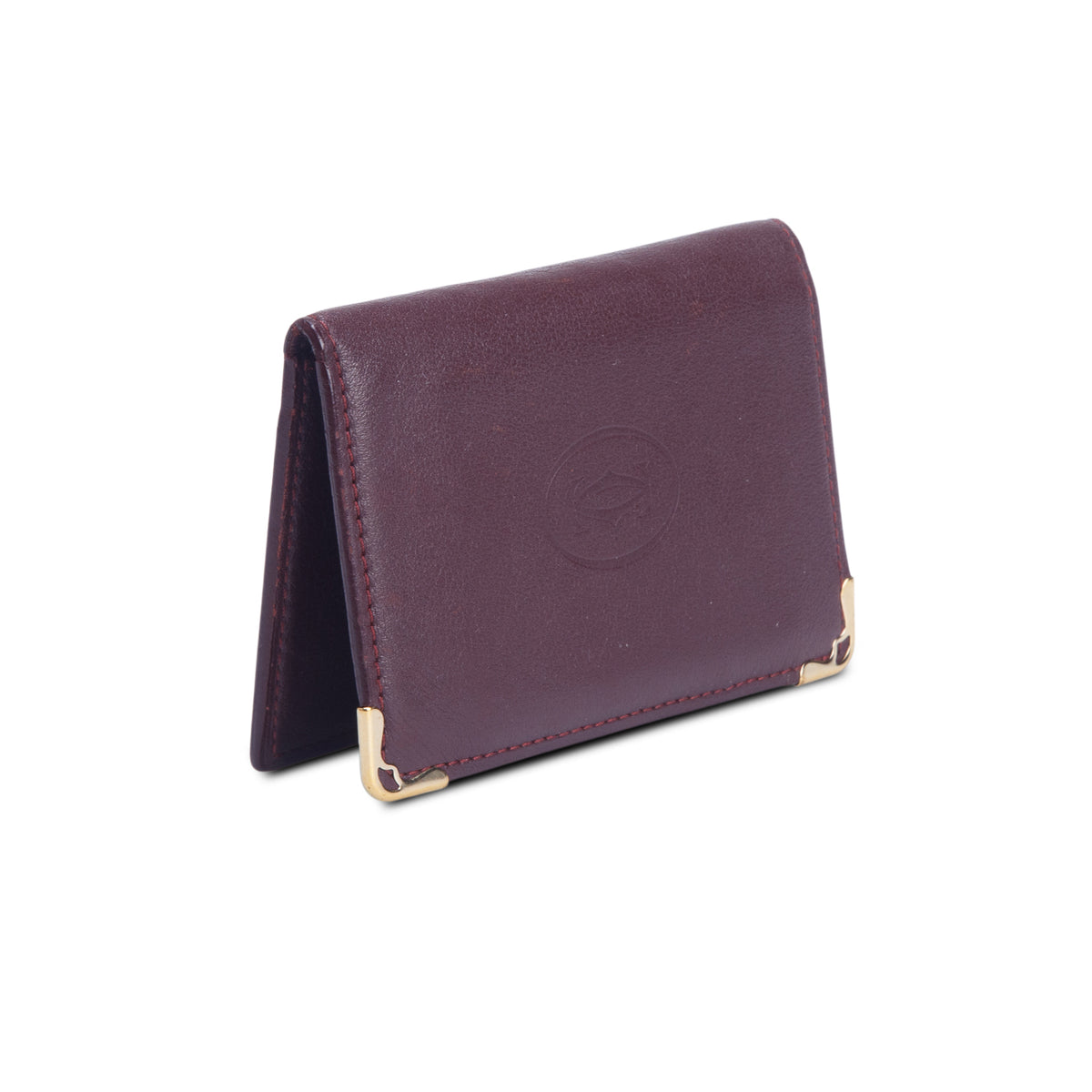 Cartier Burgundy Calfskin Monogram Must Bifold Card Holder w/ Box