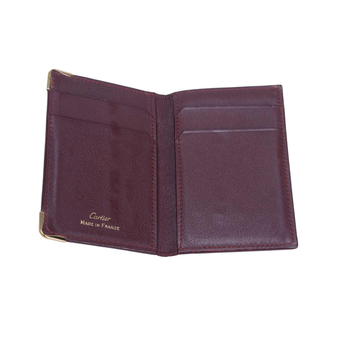 Cartier Burgundy Calfskin Monogram Must Bifold Card Holder w/ Box