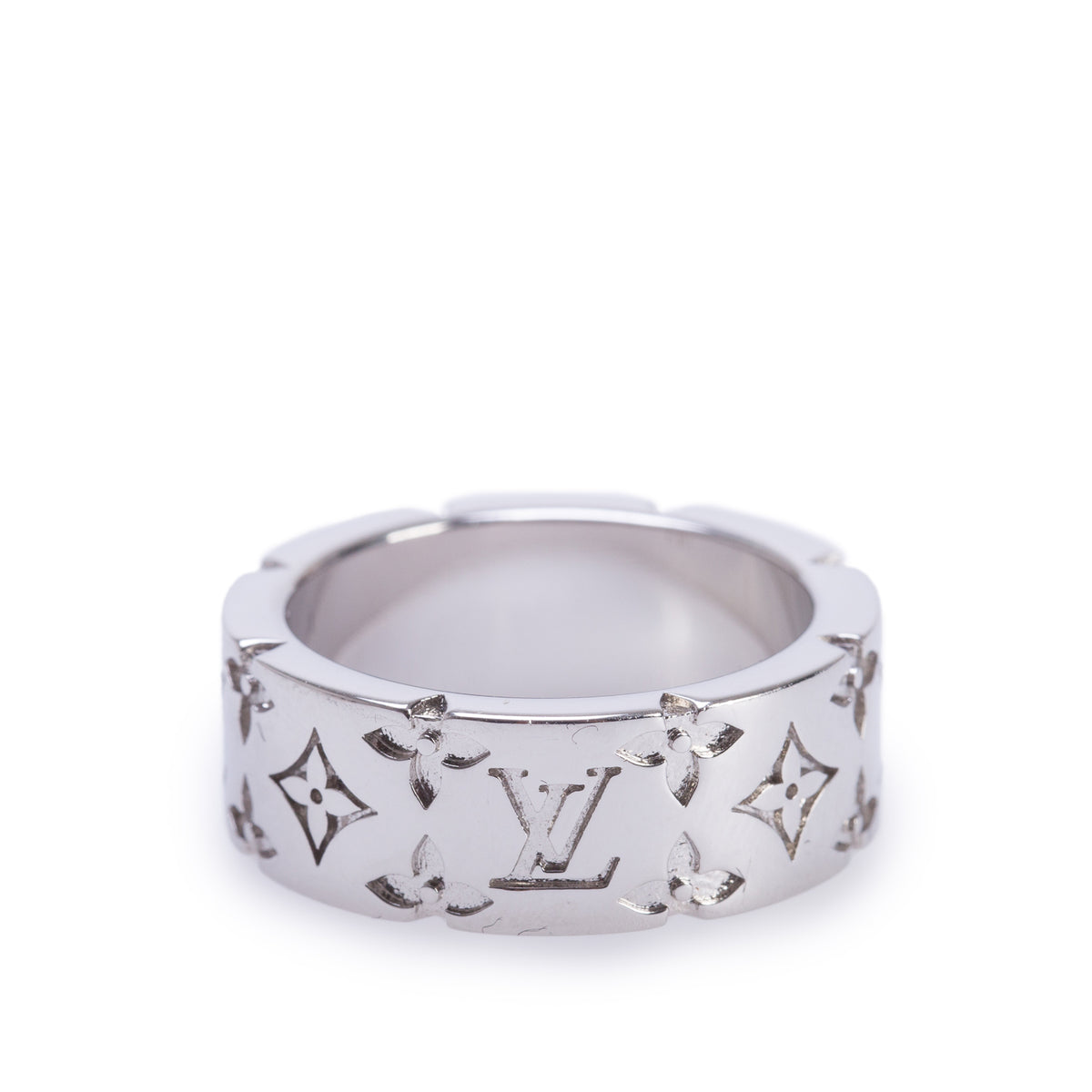 Louis Vuitton Palladium Plated Mosaic Ring, Size L 10