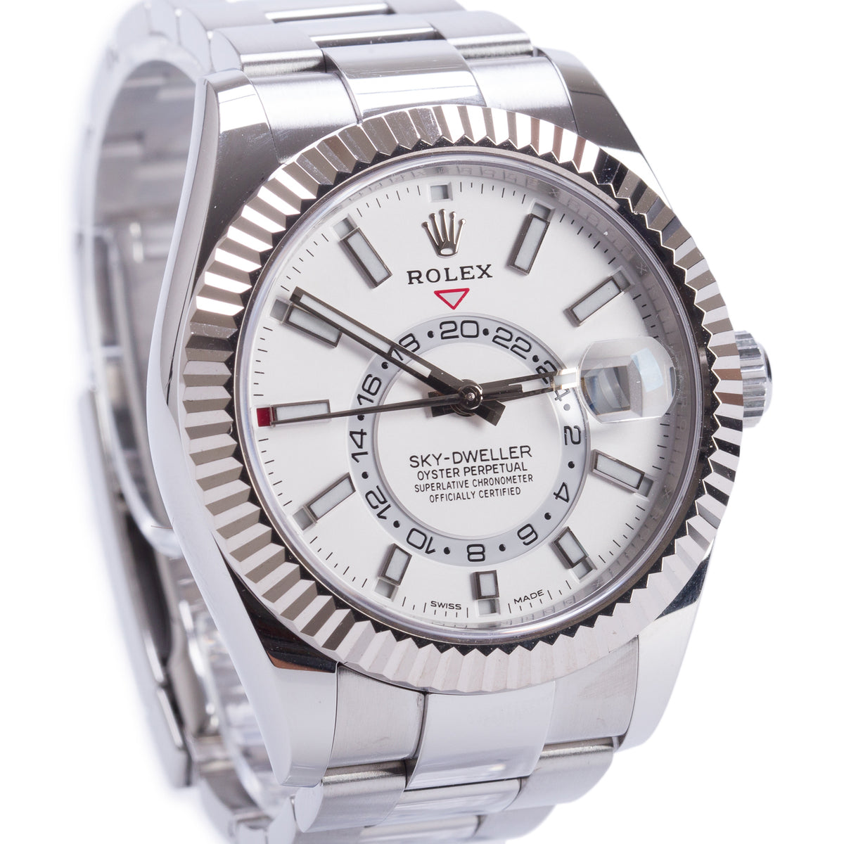Rolex Stainless Steel Sky-Dweller 42 MM Date Automatic Watch White Dial 326934 w/ Box & Papers