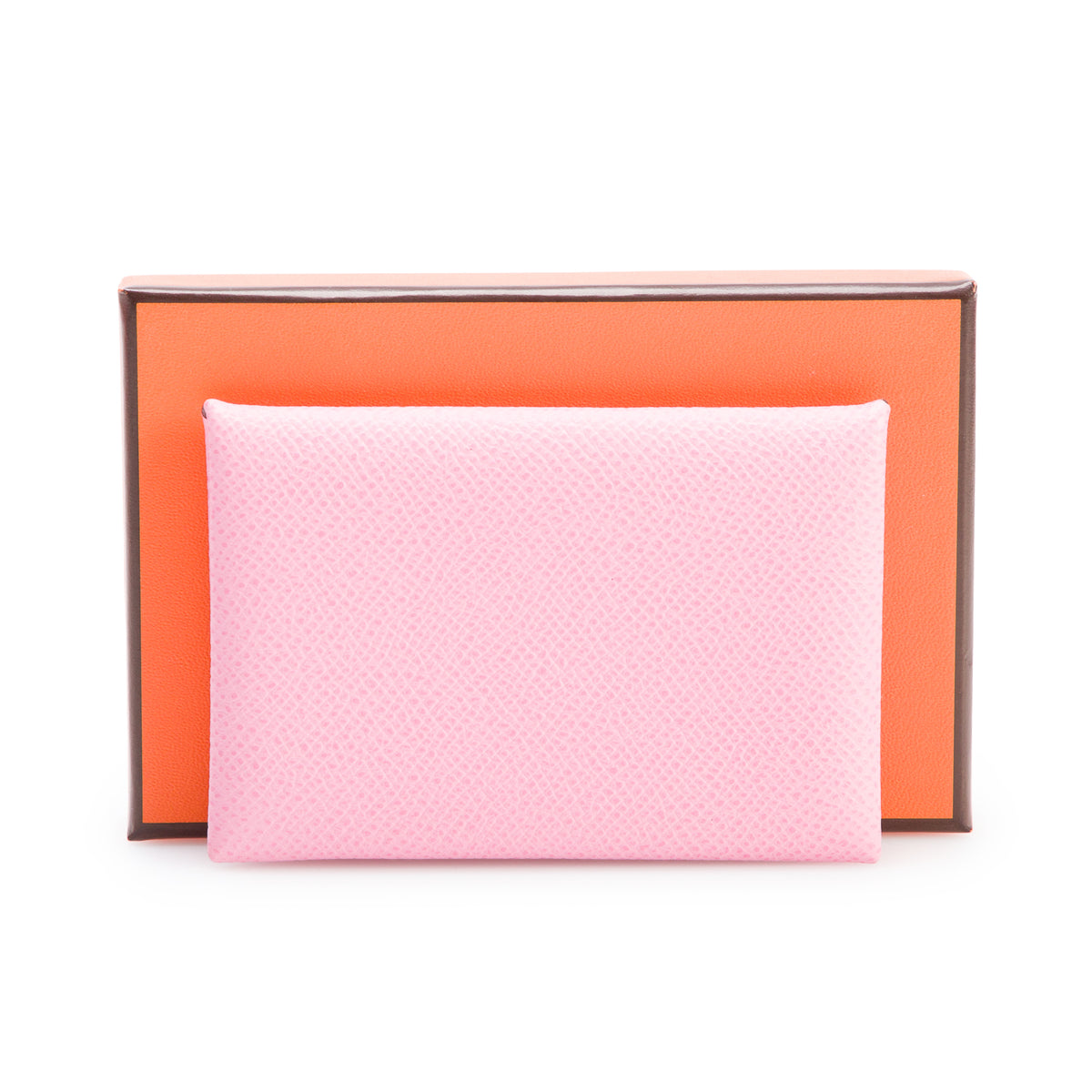 Hermes 2021 Rose Confetti Epsom Calvi Compact Card Holder w/ Box