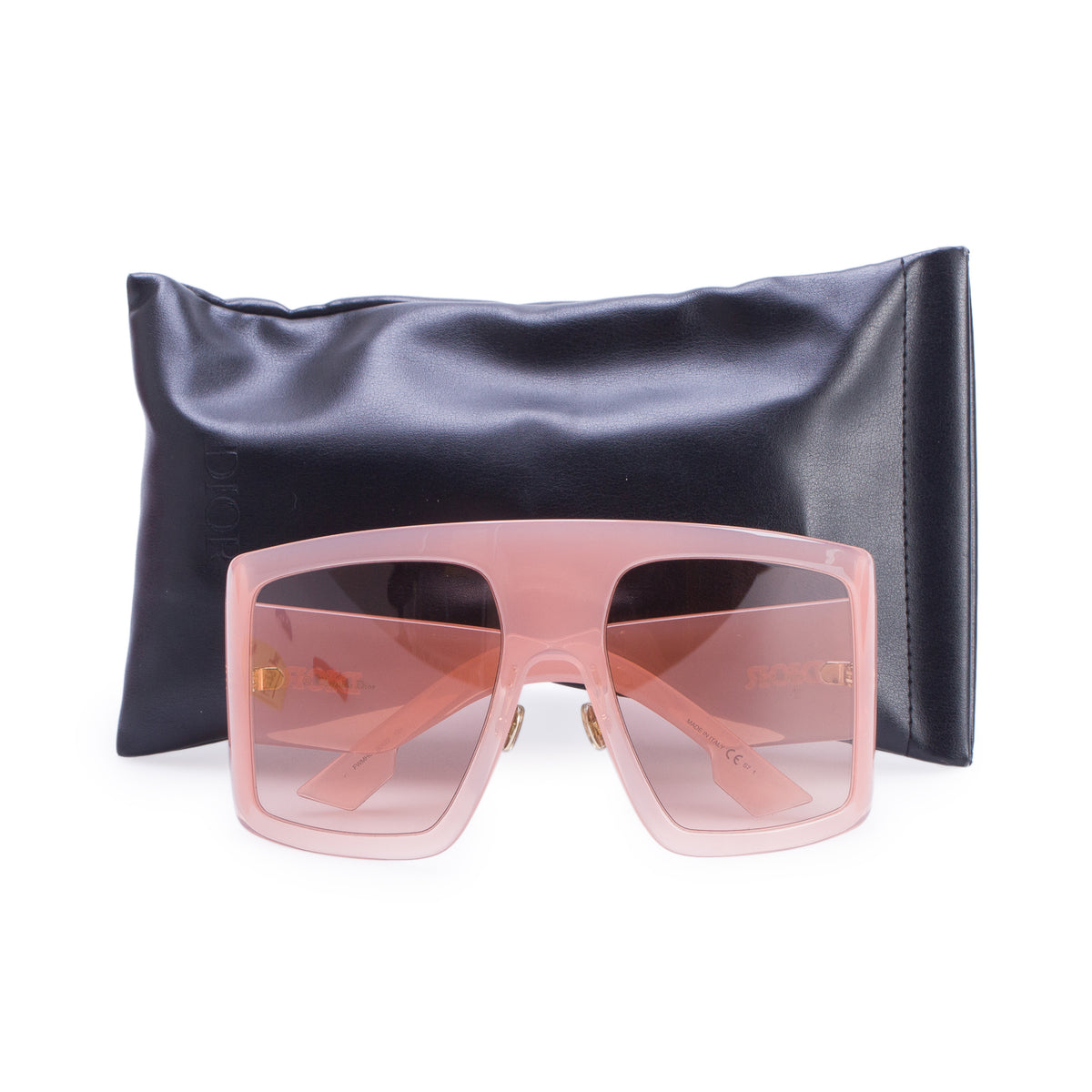 Christian Dior Pink Transparent Acetate DiorSoLight1 Shield Sunglasses w/ Case