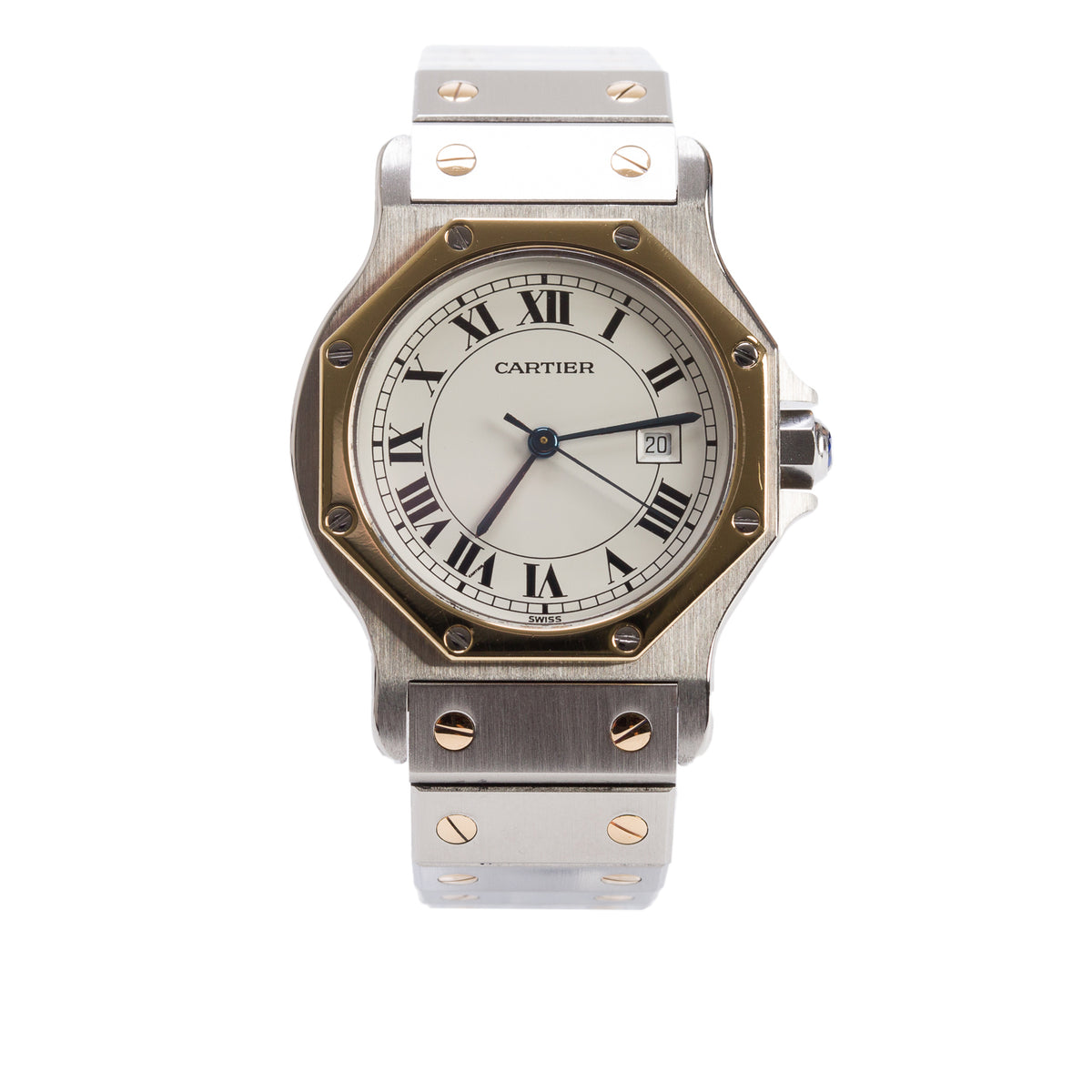Cartier Stainless Steel & 18k Yellow Gold Santos Octagon 30 MM Automatic Watch 2966
