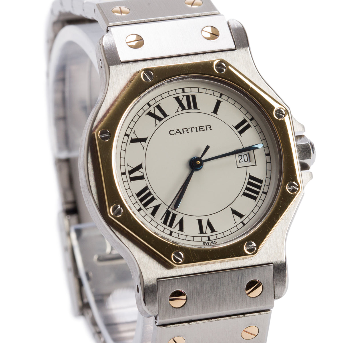Cartier Stainless Steel & 18k Yellow Gold Santos Octagon 30 MM Automatic Watch 2966