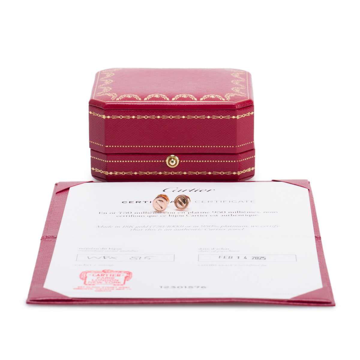 Cartier 2025 18k Rose Gold 7.2 MM Love Stud Earrings w/ Box & Certificate