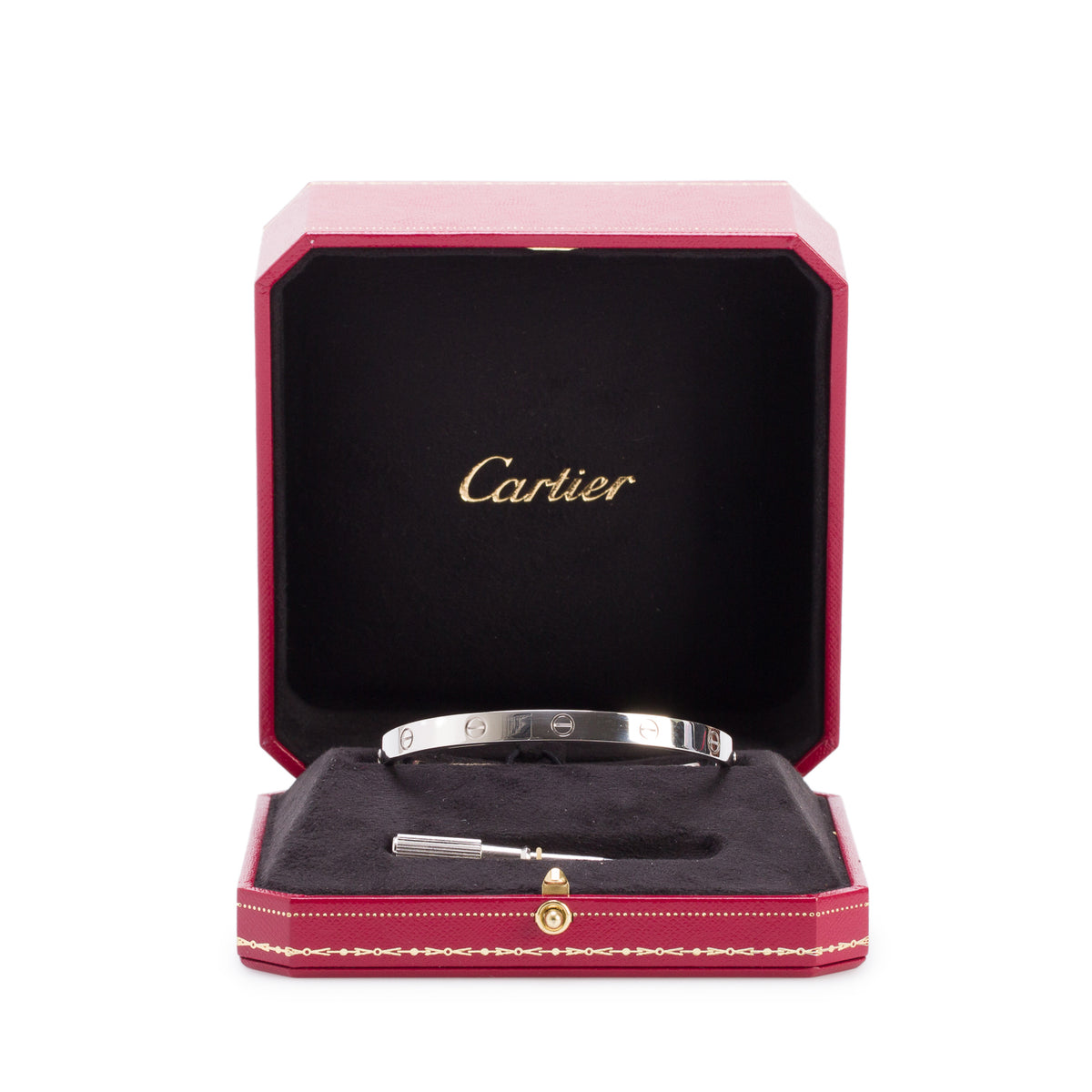 Cartier 18k White Gold Love Bracelet, Classic Model, Size 20 w/ Box & Certificate