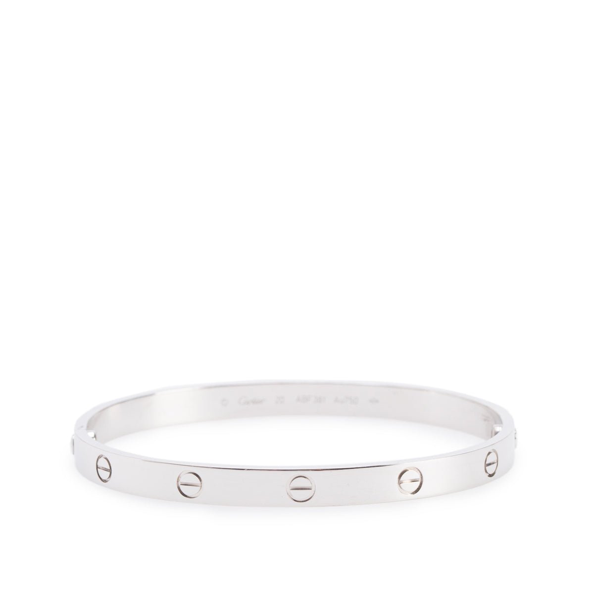 Cartier 18k White Gold Love Bracelet, Classic Model, Size 20 w/ Box & Certificate