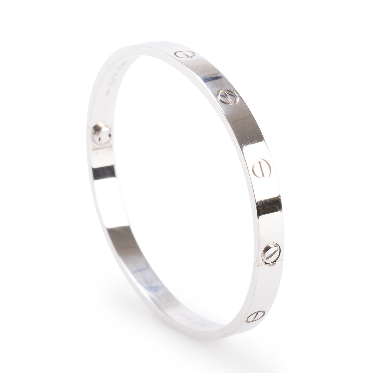Cartier 18k White Gold Love Bracelet, Classic Model, Size 20 w/ Box & Certificate