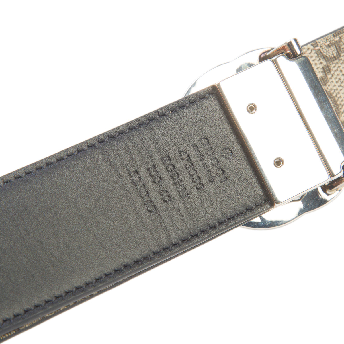 Gucci Brown GG Supreme Black Leather Interlocking G Reversible Belt, 100 40 w/ Box