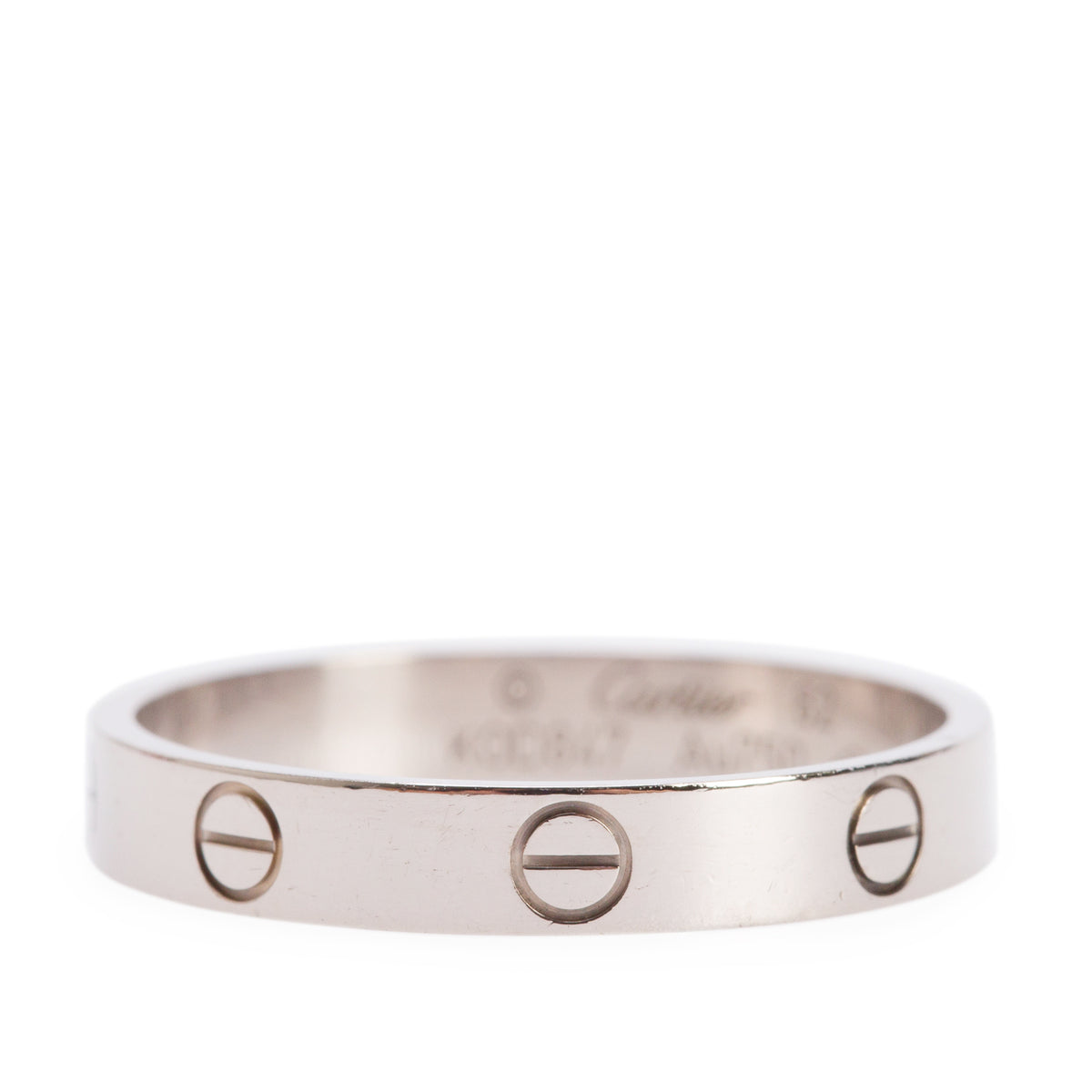Cartier 18k White Gold 3.6 MM Love Wedding Band Ring, Size 62 10 w/ Box, Receipt & Certificate