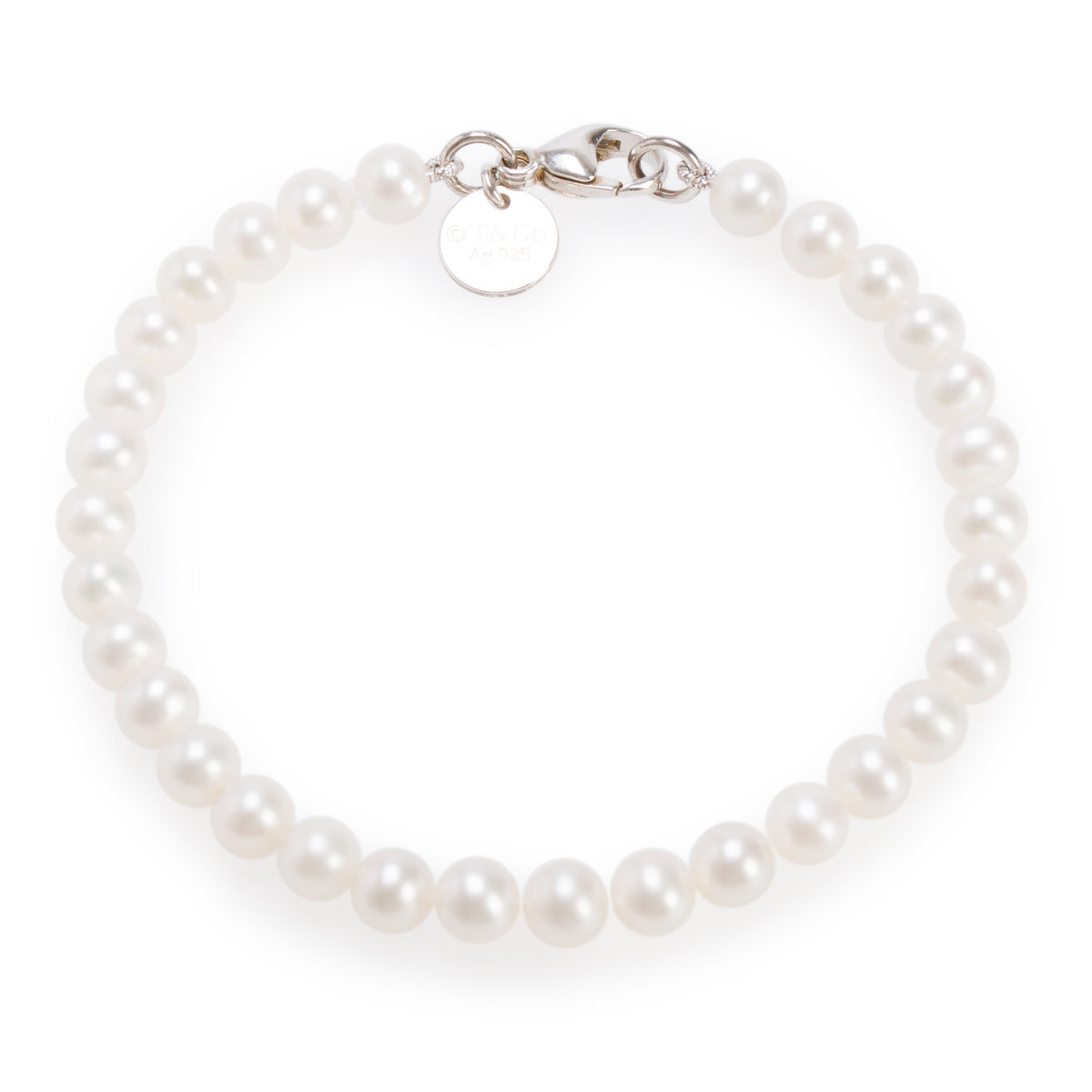 Tiffany & Co. Sterling Silver Ziegfeld Collection 5-6 MM Pearl Bracelet