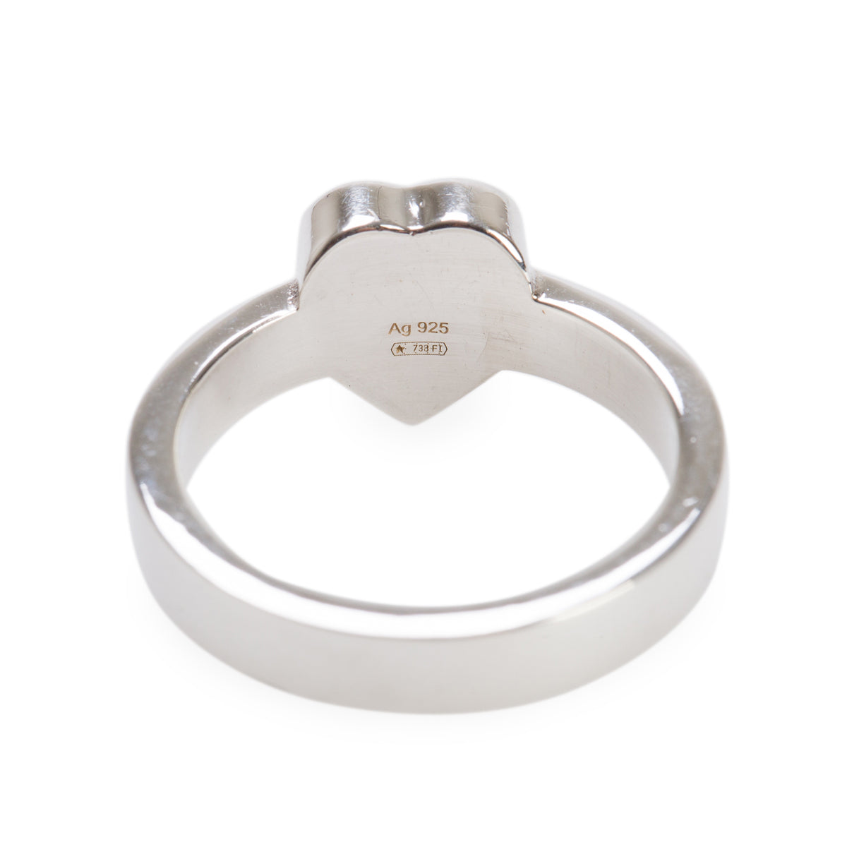 Gucci Sterling Silver Trademark Heart Ring, Size 16 7.5