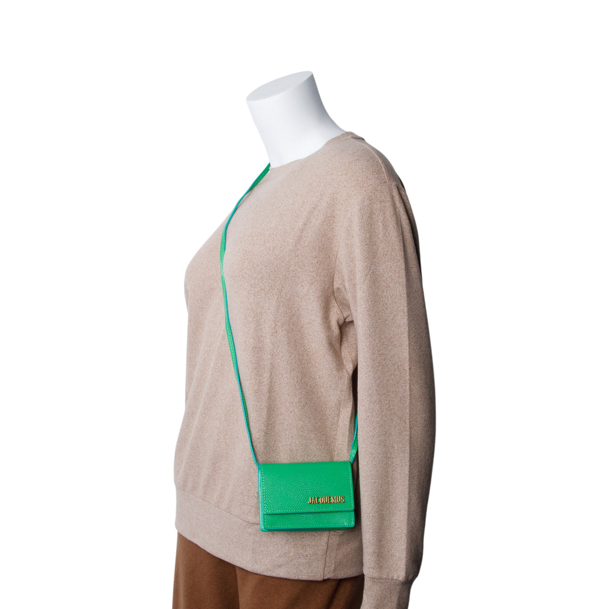 Jacquemus Green Lizard Embossed Le Bello Crossbody Bag