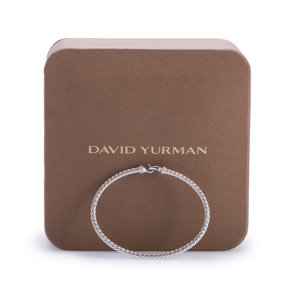 David Yurman 2025 Sterling Silver Diamond 3 MM Buckle Classic Cable Bracelet w/ Box & Receipt
