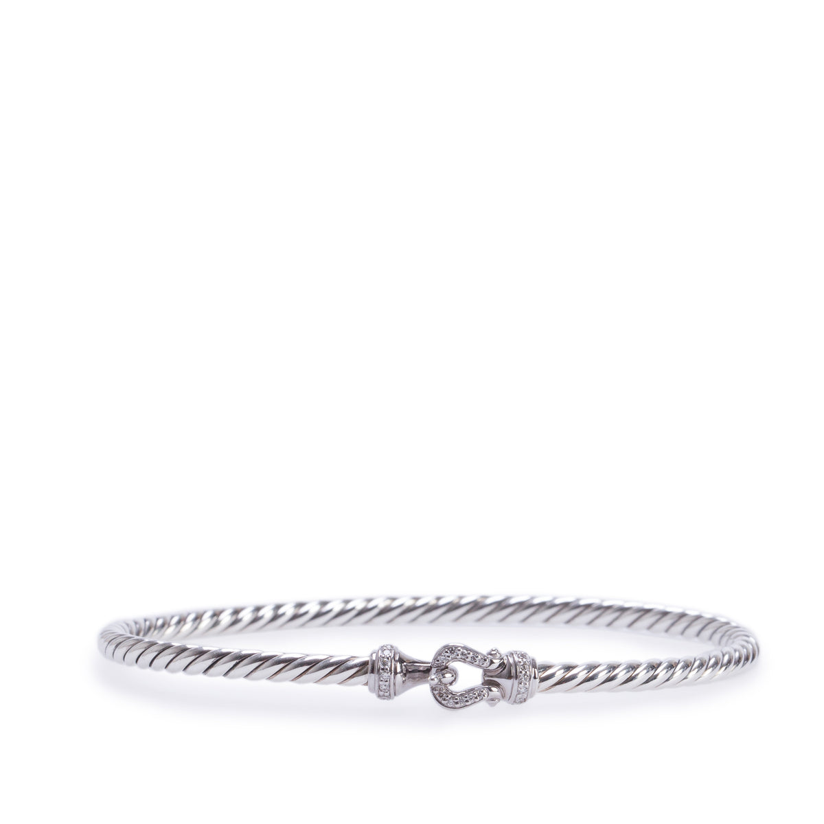 David Yurman 2025 Sterling Silver Diamond 3 MM Buckle Classic Cable Bracelet w/ Box & Receipt