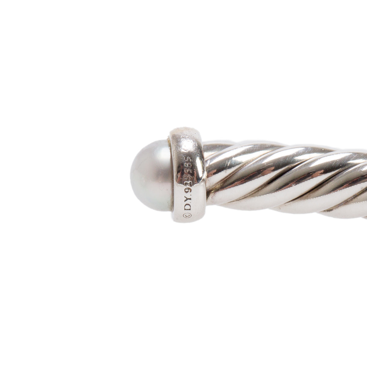 David Yurman 2025 Sterling Silver & 14k Yellow Gold Pearl Cable Flex 4MM Cable Cuff Bracelet w/ Box & Receipt