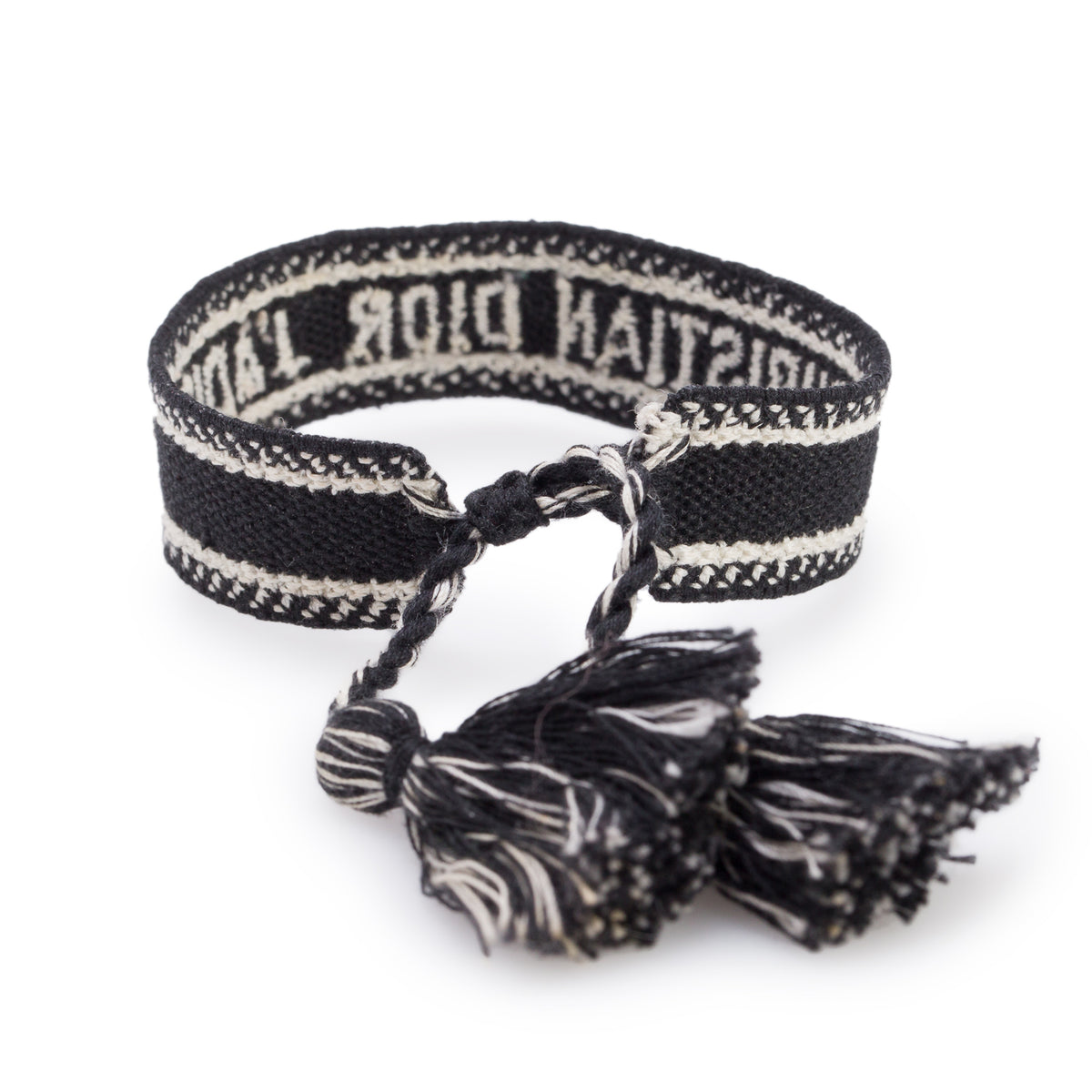 Christian Dior Black Woven Cotton Oblique J'Adior Friendship Bracelet