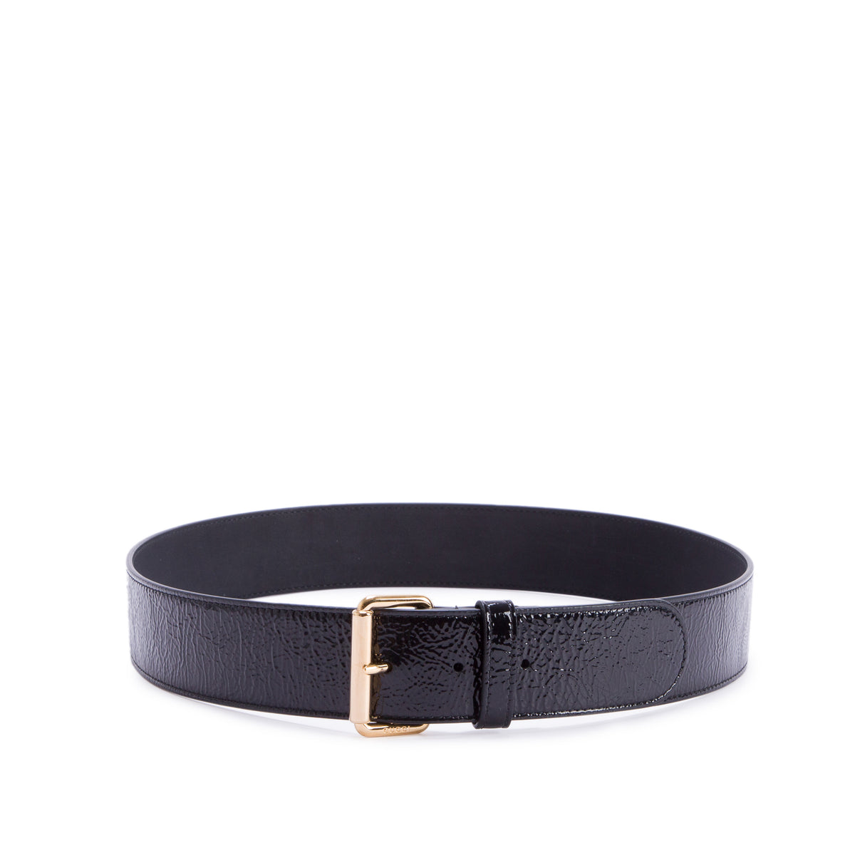 Gucci Black Patent Leather Square Buckle Belt 85 34