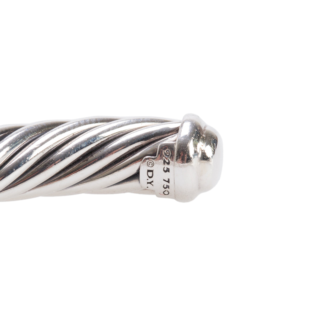 David Yurman Sterling Silver 7MM Classic Cable Diamond Station Cuff Bracelet