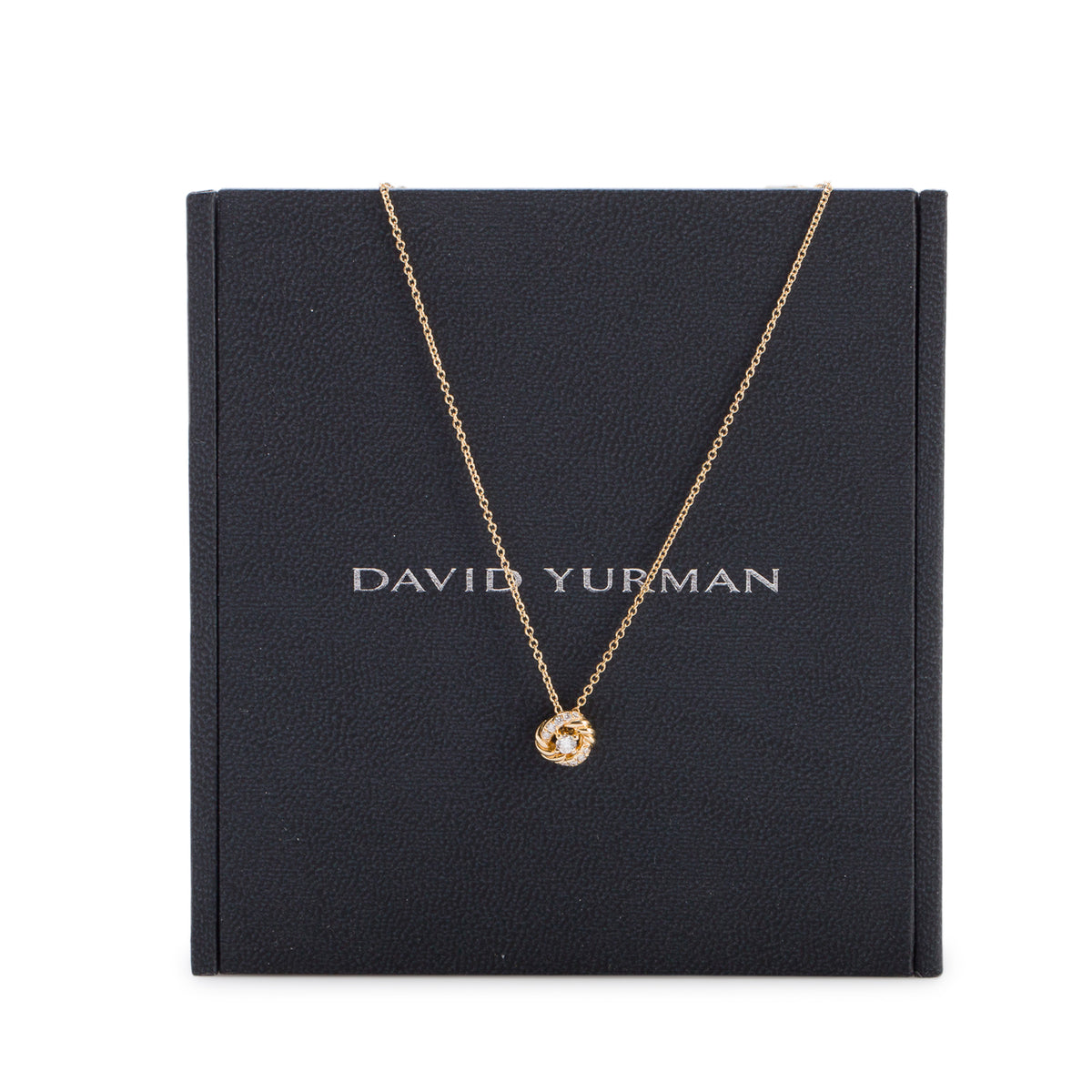 David Yurman 2023 18k Yellow Gold Diamond 8MM Petite Infinity Pendant Necklace w/ Box & Receipt