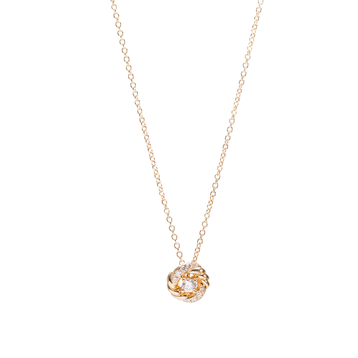 David Yurman 2023 18k Yellow Gold Diamond 8MM Petite Infinity Pendant Necklace w/ Box & Receipt