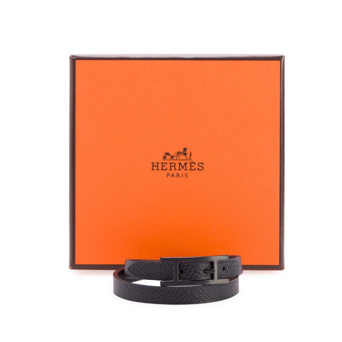 Hermes So Black Swift/Epsom Behapi Double Tour Bracelet w/ Box