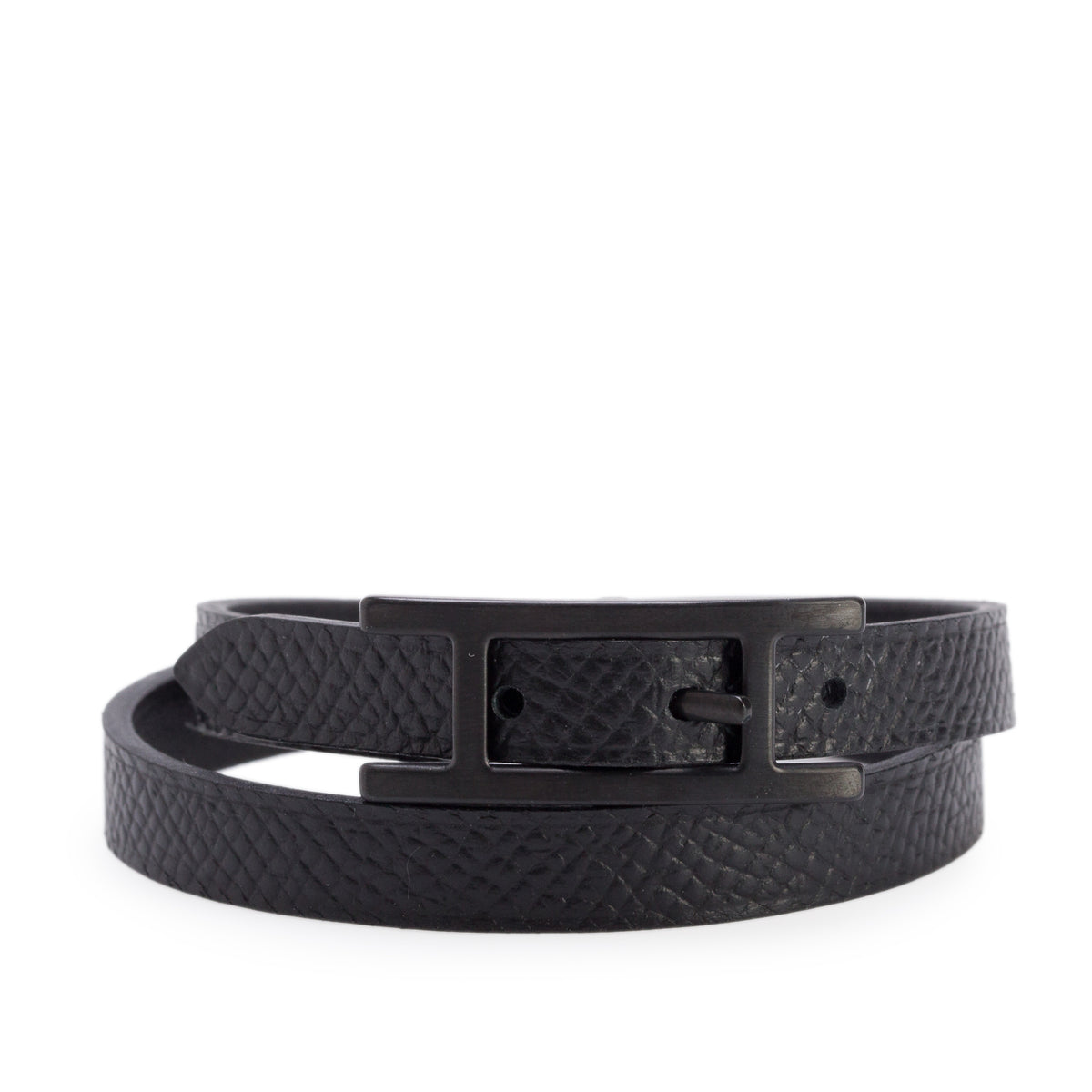 Hermes So Black Swift/Epsom Behapi Double Tour Bracelet w/ Box