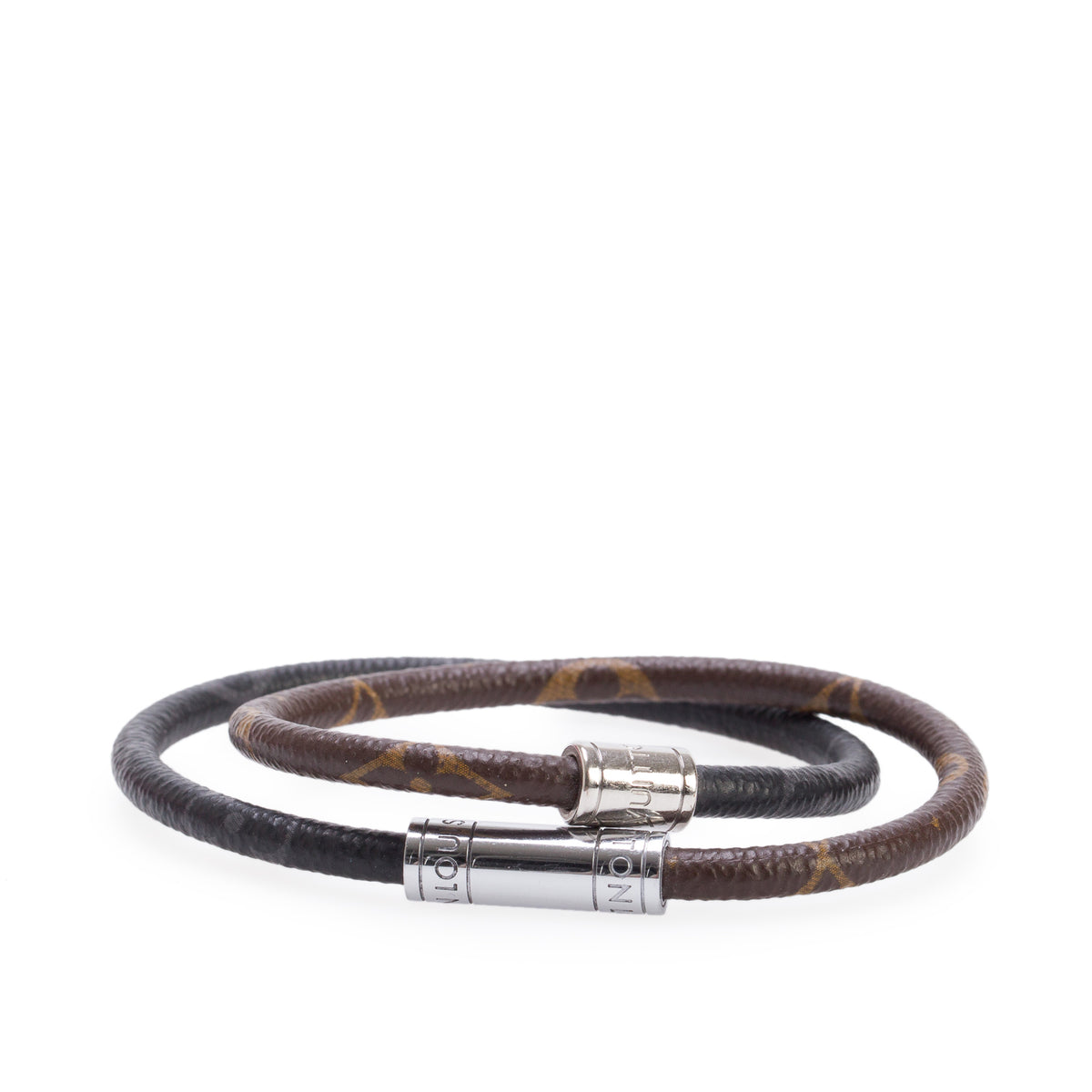 Louis Vuitton 2023 Monogram Eclipse & Monogram Macasar Keep It Double Leather Wrap Bracelet w/ Box