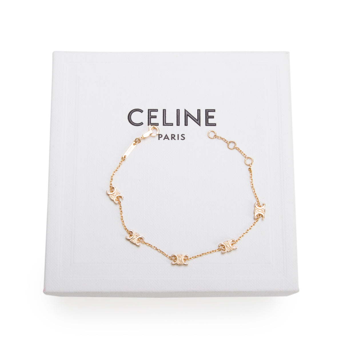 Celine Gold-Plated Brass Mini Triomphe Bracelet w/ Box