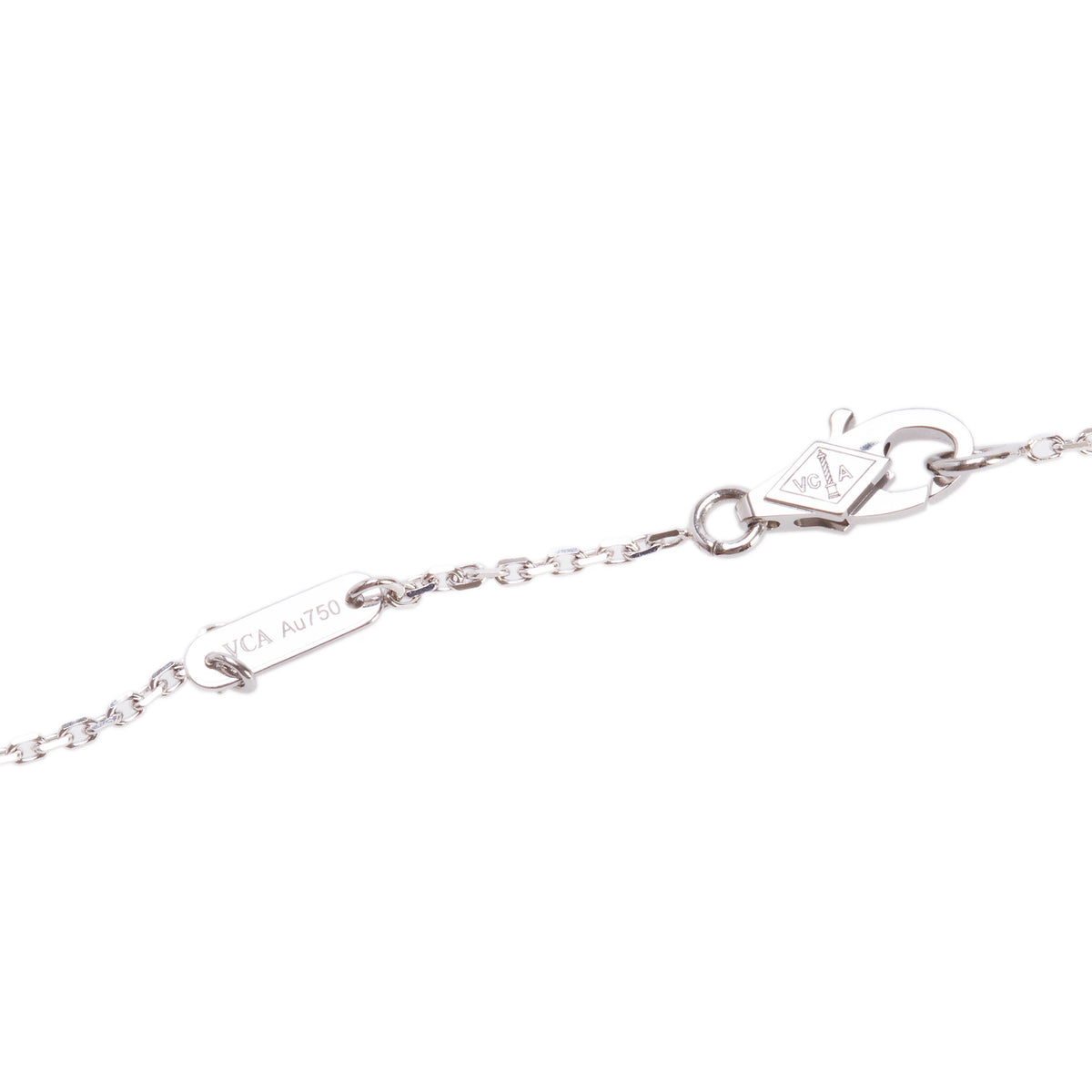 Van Cleef & Arpels 2023 18k White Gold Diamond Sweet Alhambra Pendant Necklace w/ Box, Receipt & Certificate