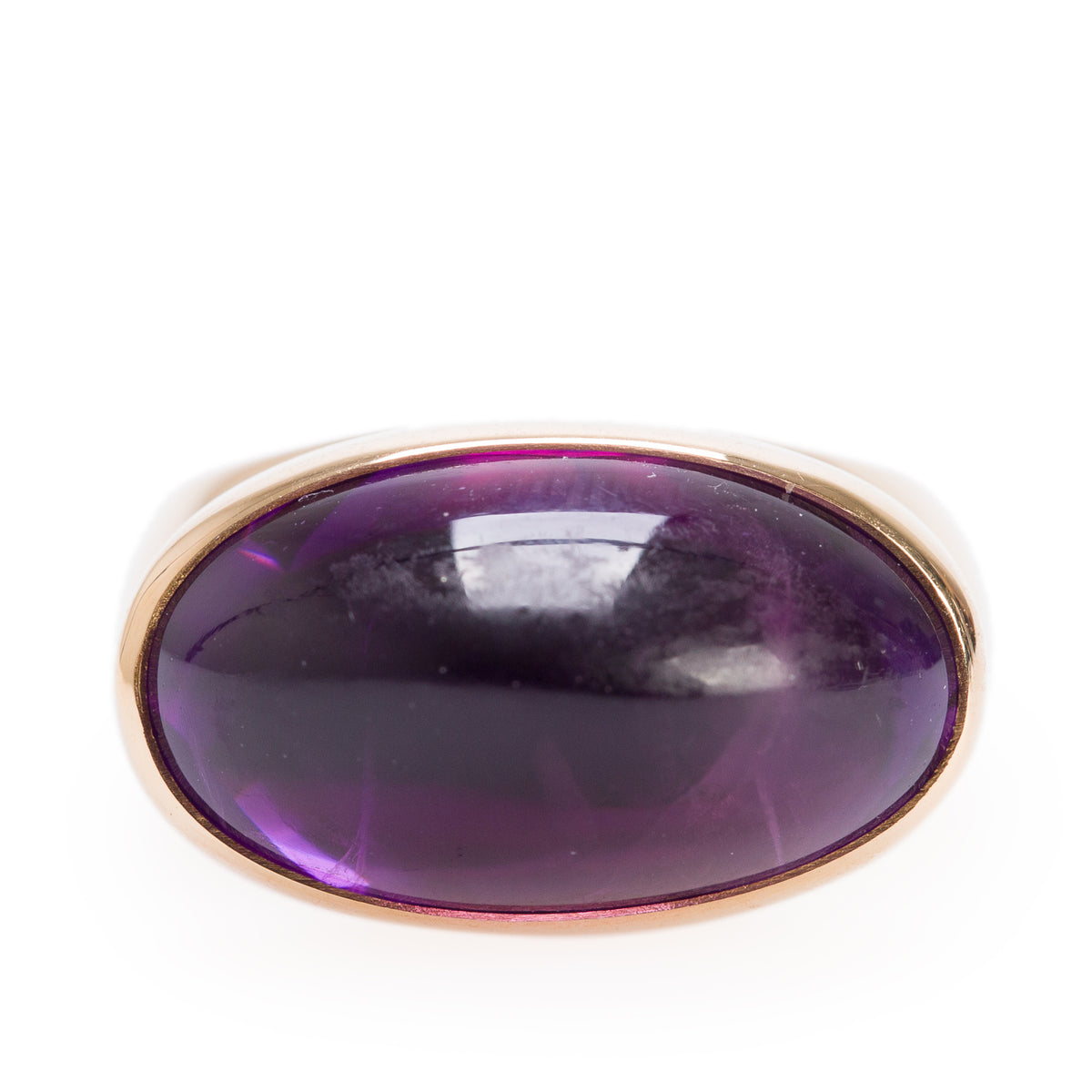Georg Jensen 18k Yellow Gold Amethyst No. 1096 by Tuk Fischer Modernist Ring, Size 6.75