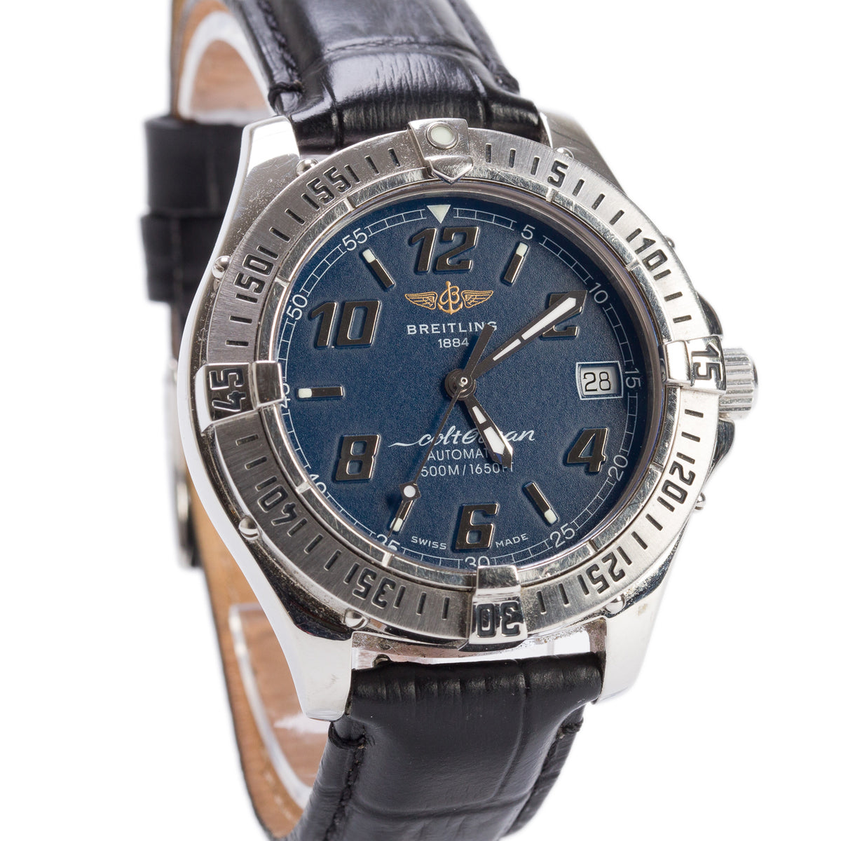 Breitling Stainless Steel Colt 38 MM Automatic Watch Blue Dial A17350
