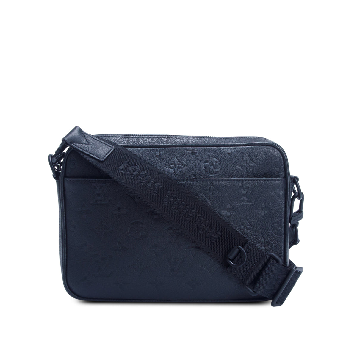Louis Vuitton Black Monogram Shadow Embossed Calfskin Leather Duo Messenger Bag