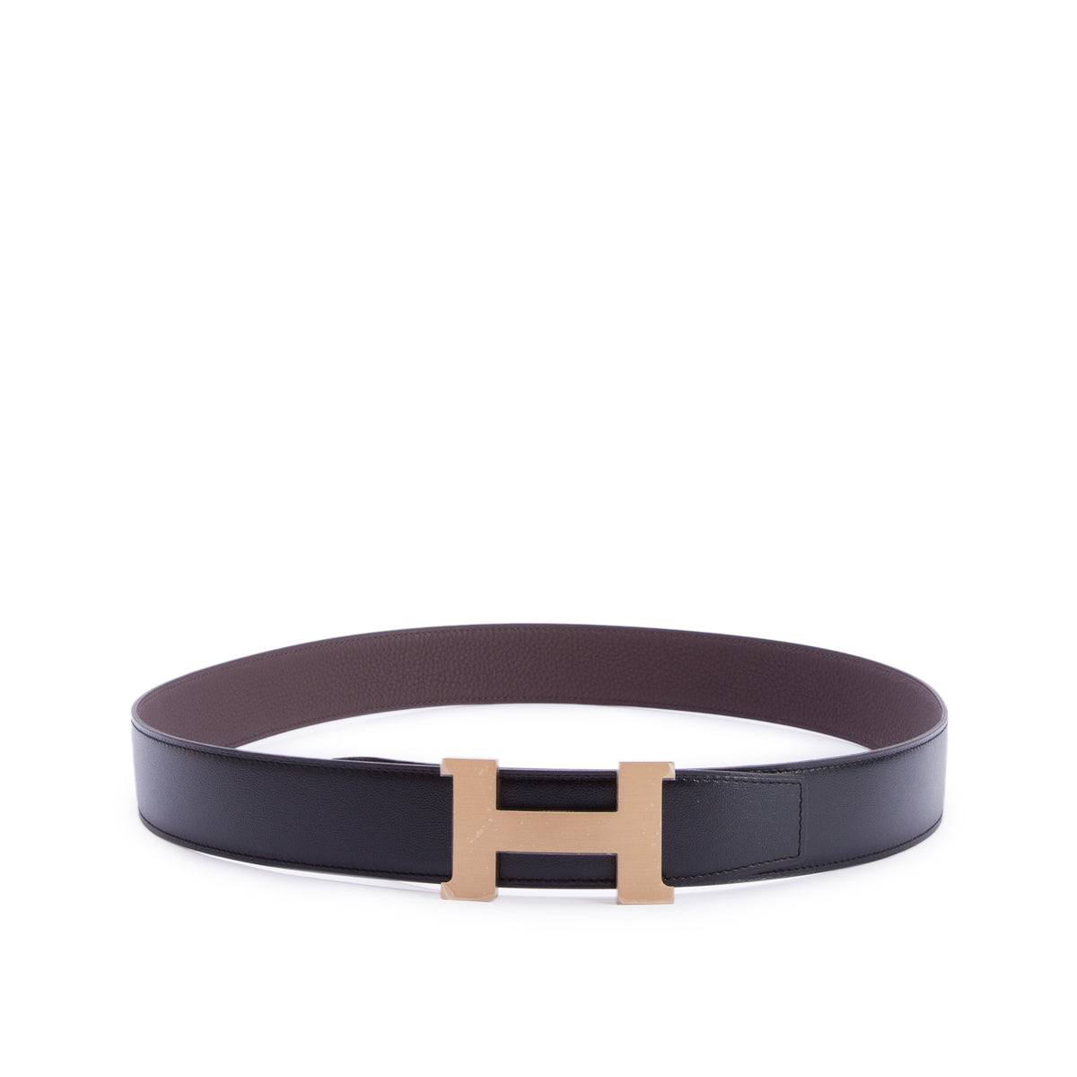 Hermes 2025 Noir/Chocolat Box/Togo Reversible Leather 38 MM Constance Buckle Belt Kit, Size 105 w/ Box & Receipt