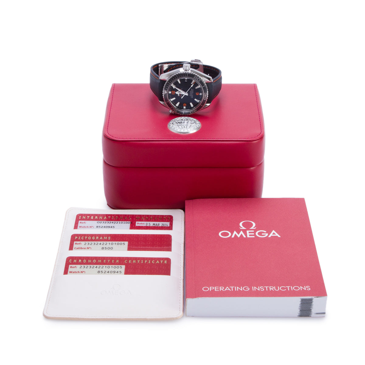 Omega Stainless Steel Seamaster Planet Ocean Co-Axial Chronometer 42 MM Automatic Watch Black Dial w/ Box & Papers