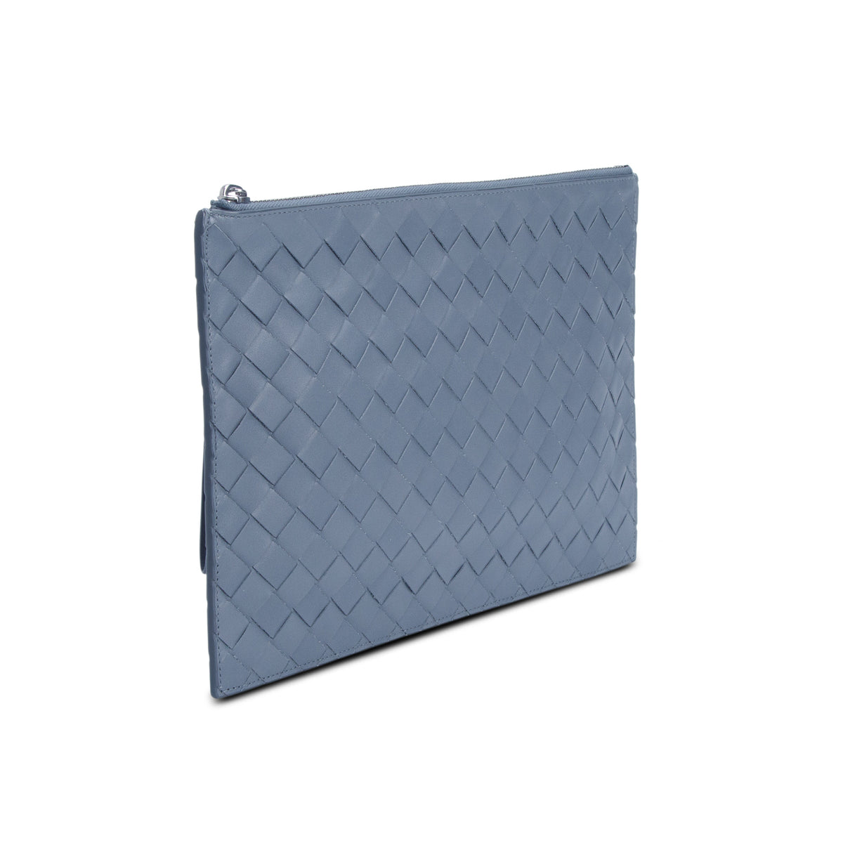Bottega Veneta Grey Nappa Intrecciato Zip Pouch