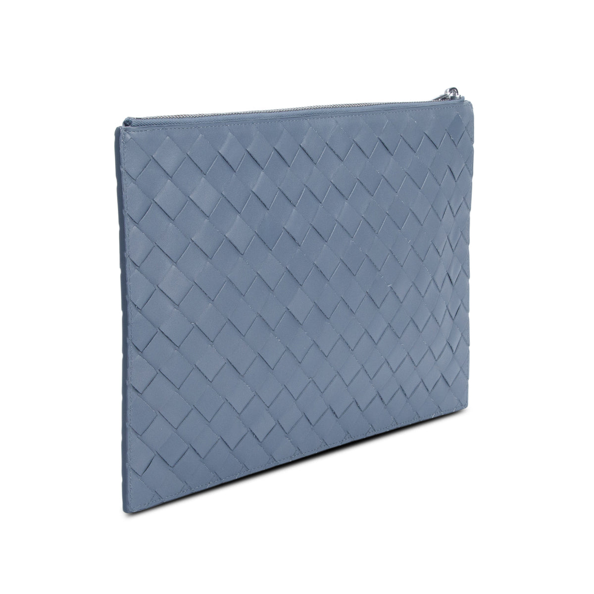 Bottega Veneta Grey Nappa Intrecciato Zip Pouch