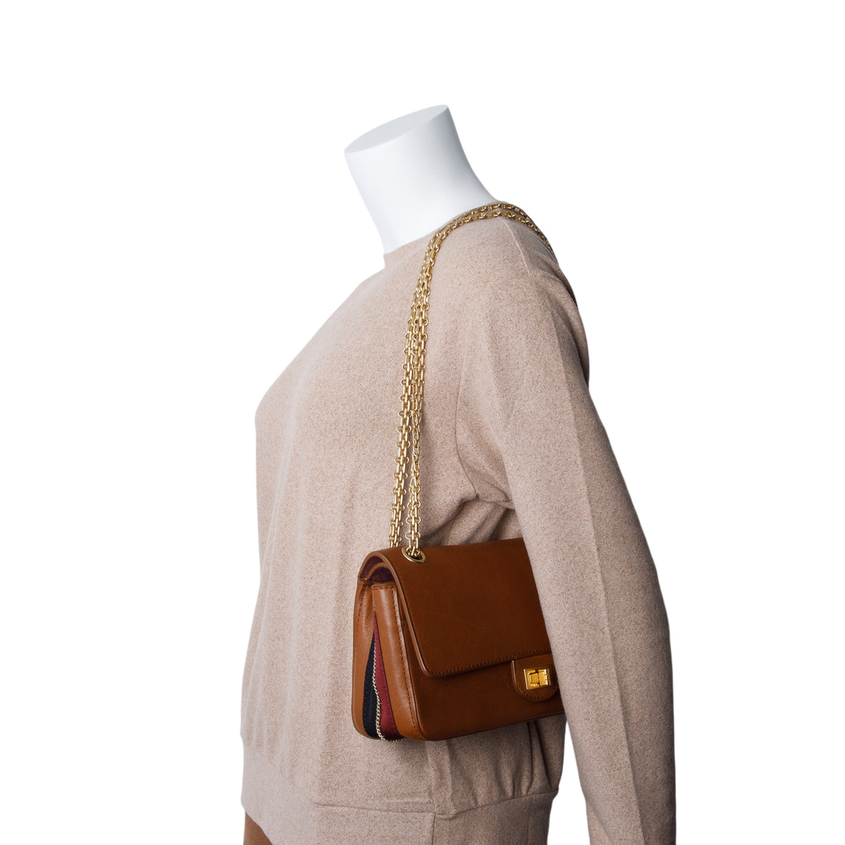 Chanel Brown Calfskin Medallion Reissue 2.55 Flap Bag 225 w/ Authenticity Card