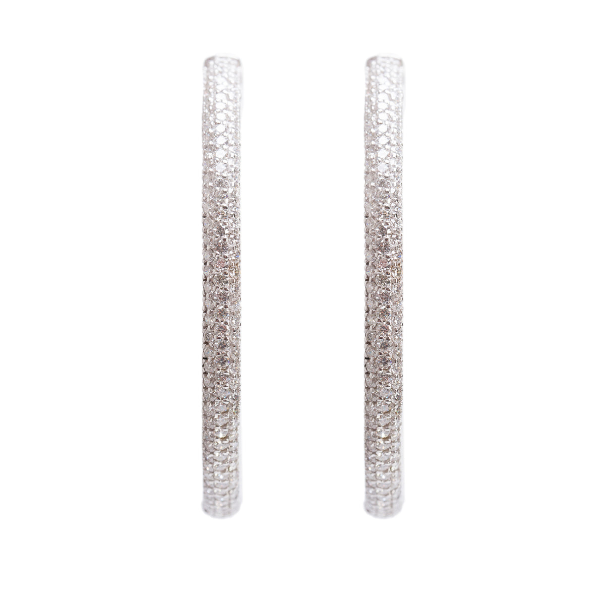 18k White Gold 7.45 tcw. Diamond Inside-Out Hoop Earrings