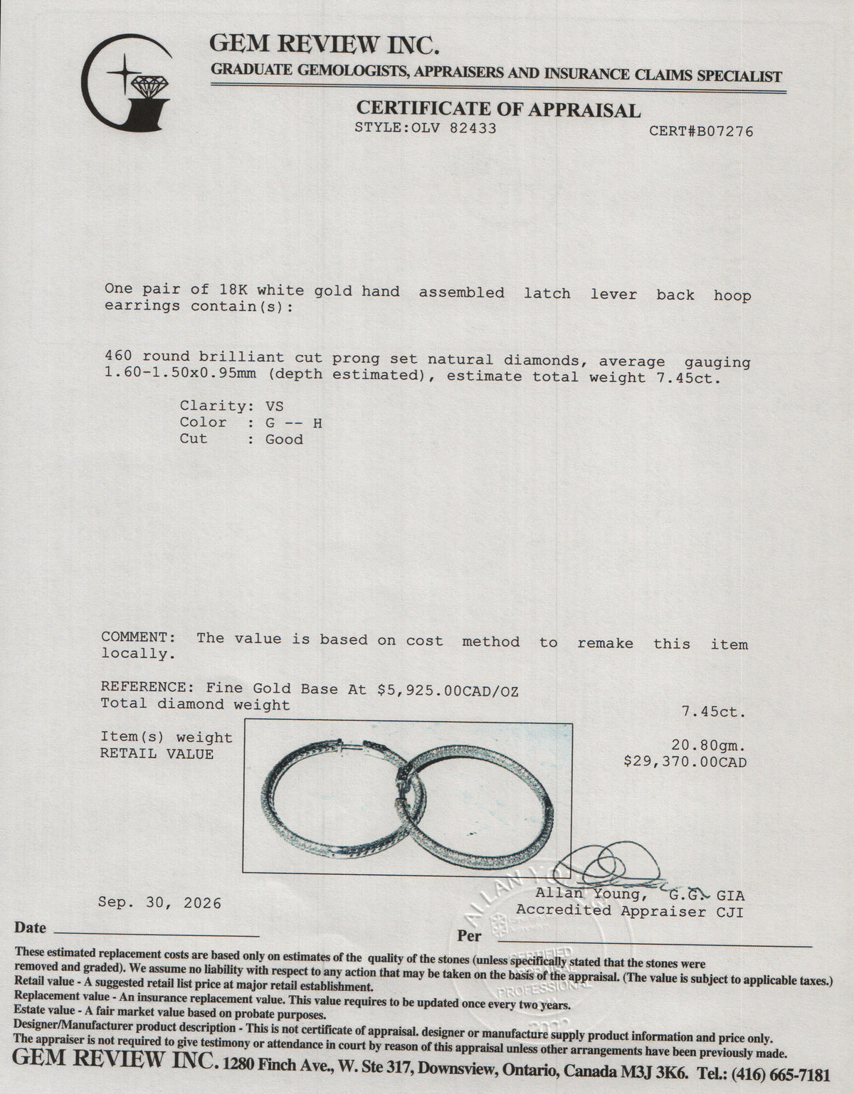 18k White Gold 7.45 tcw. Diamond Inside-Out Hoop Earrings