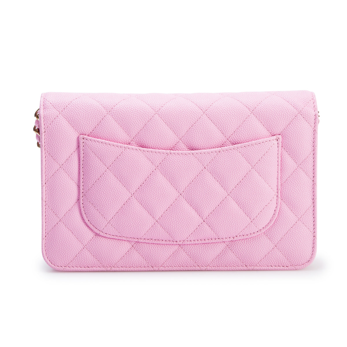Chanel 2023 Pink Caviar Quilted Classic Wallet on Chain w/ Box & Receipt