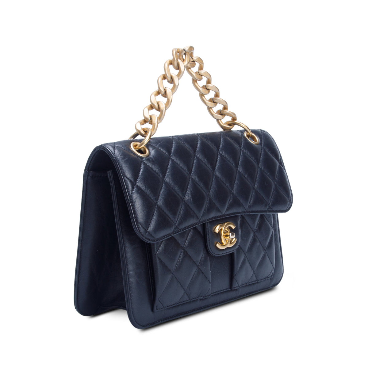 Chanel Black Calfskin Quilted Leather Large Double You CC Flap Bag