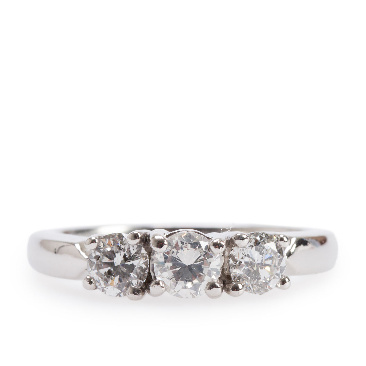 Platinum Diamond Three-Stone Engagement Ring, Size 6.75