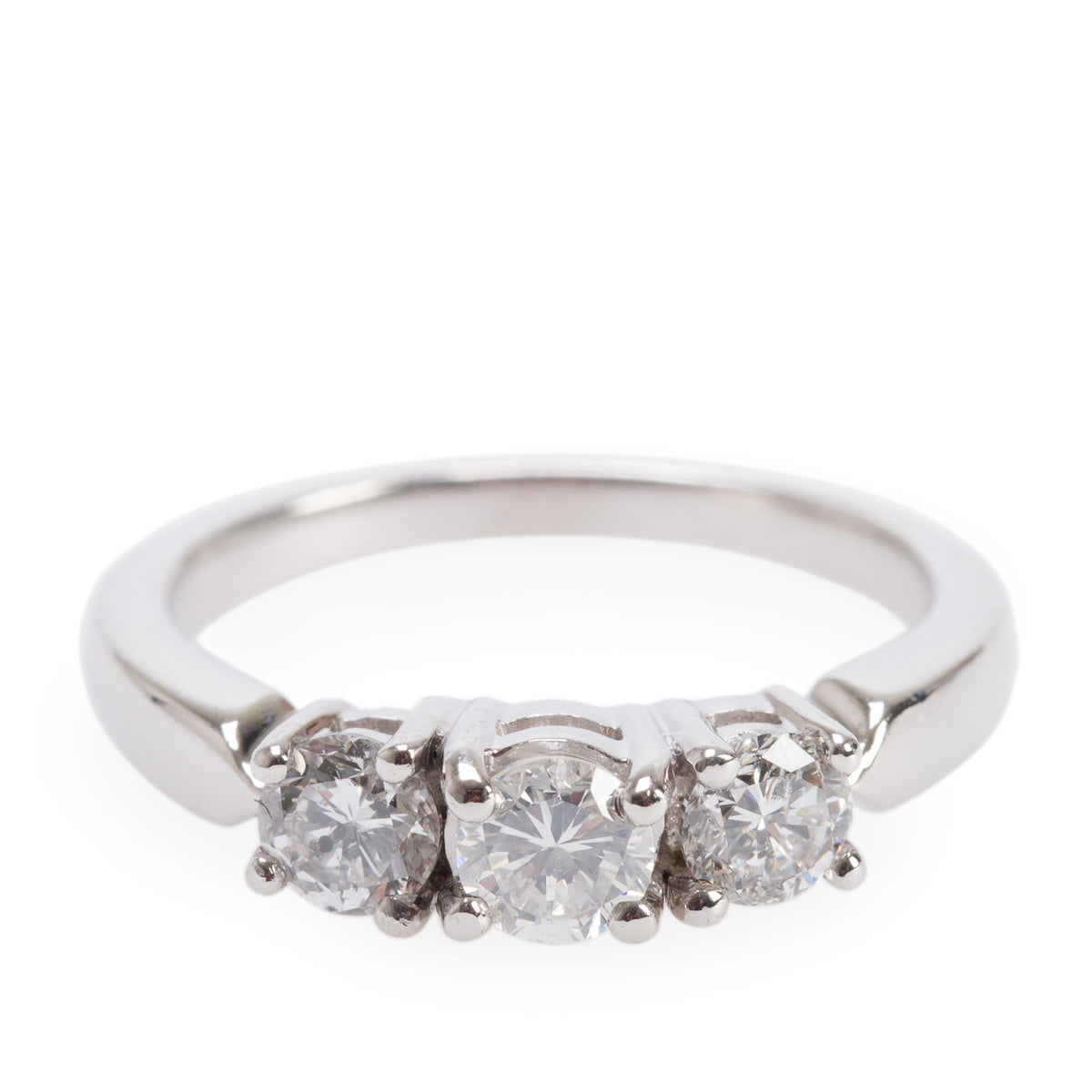 Platinum Diamond Three-Stone Engagement Ring, Size 6.75