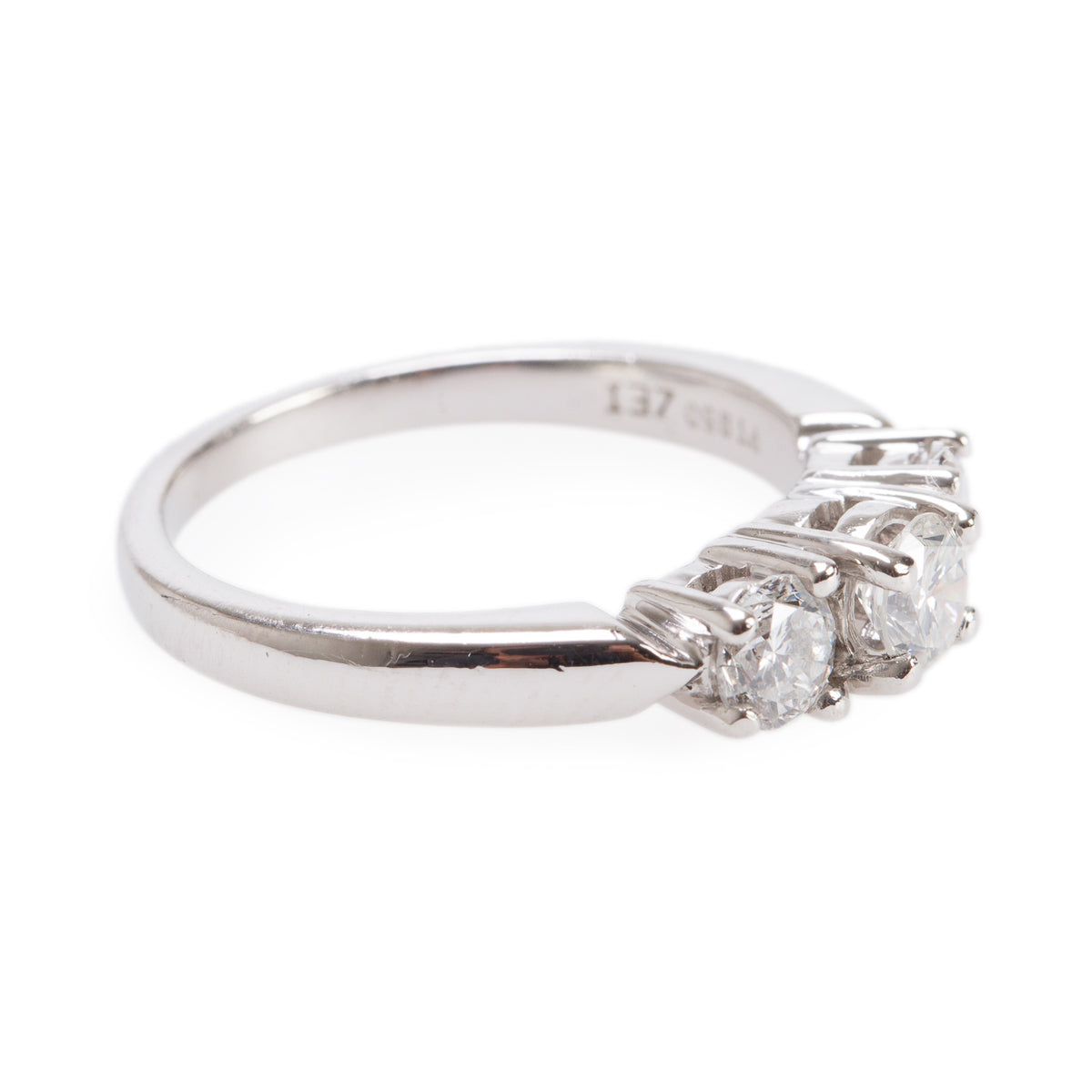 Platinum Diamond Three-Stone Engagement Ring, Size 6.75