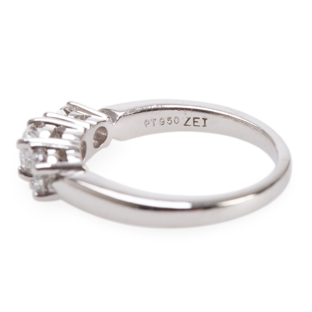 Platinum Diamond Three-Stone Engagement Ring, Size 6.75