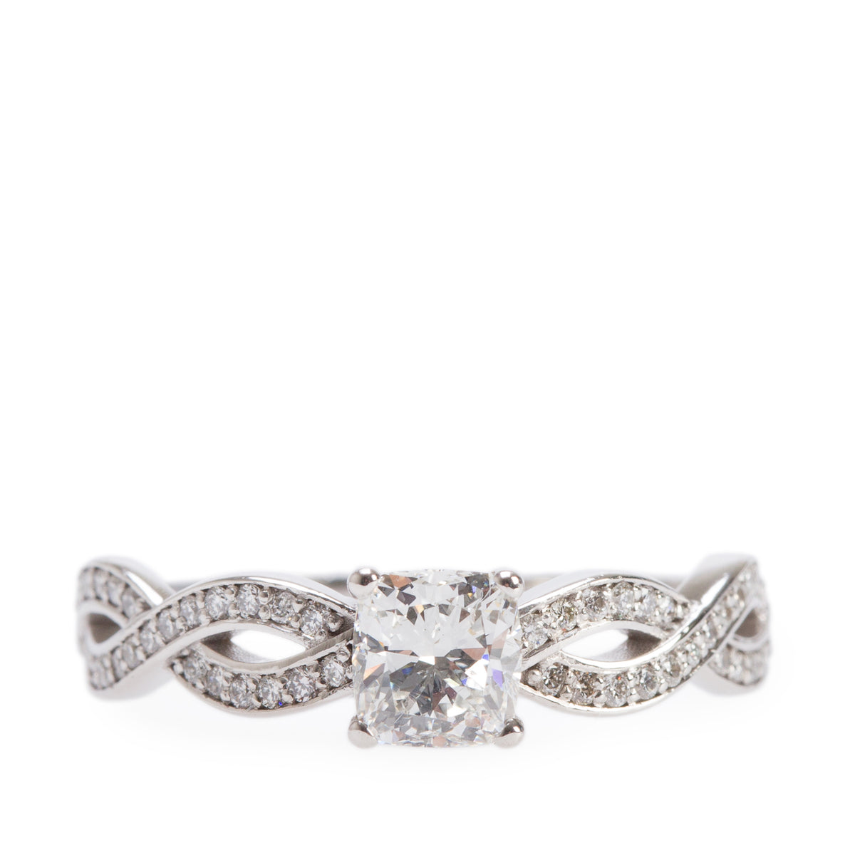 14k White Gold 0.76 ct. Round Cut Diamond Engagement Ring, Size 8.25