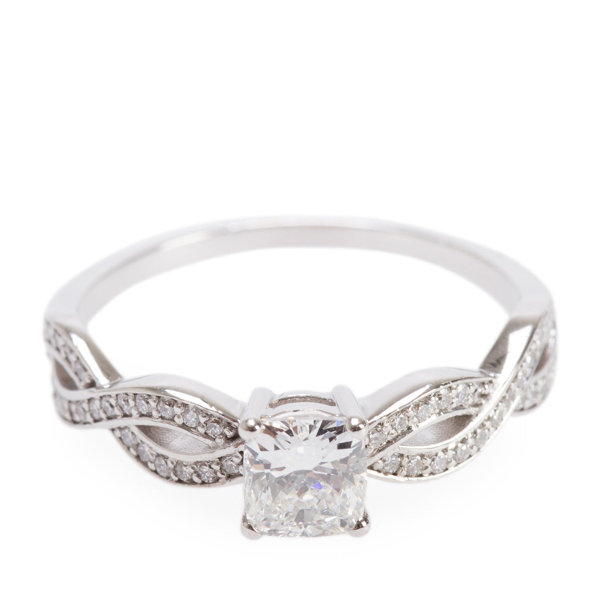 14k White Gold 0.76 ct. Round Cut Diamond Engagement Ring, Size 8.25
